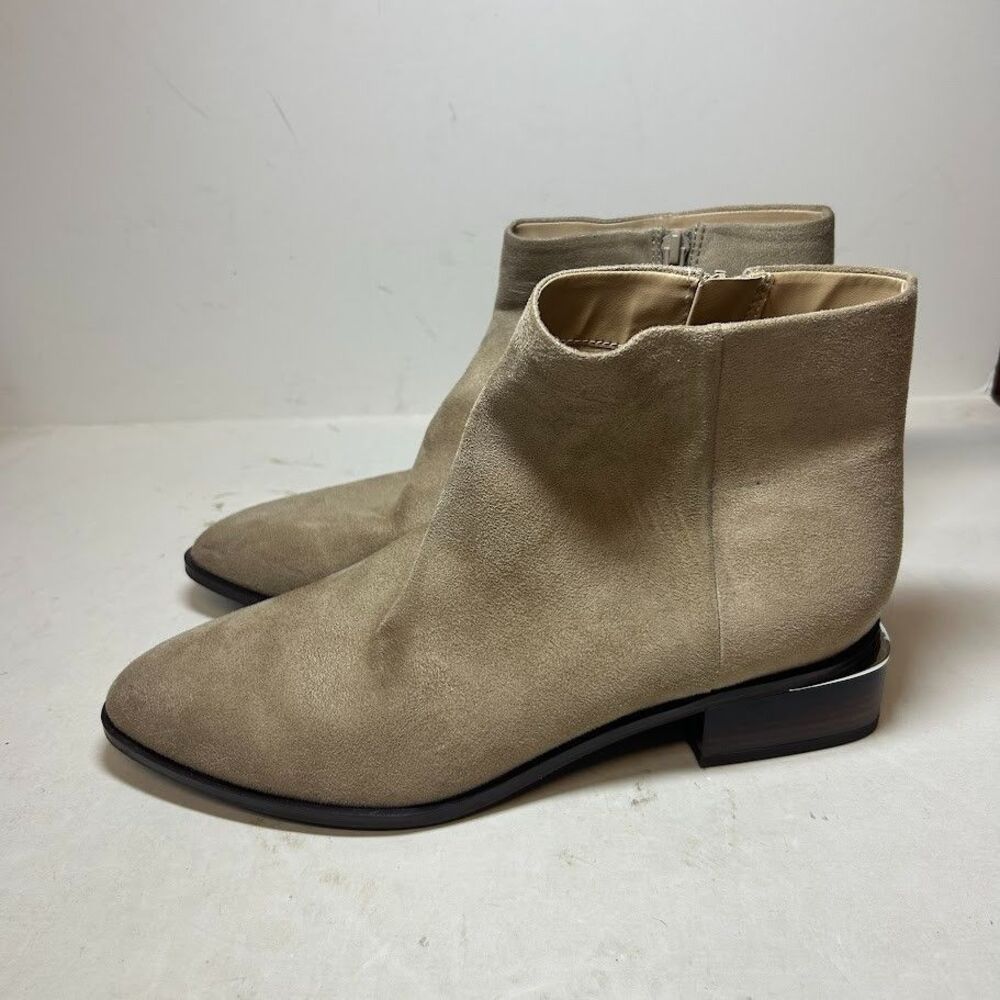 Alfani Womens 9.5 M Taupe Amyy Faux Suede Zip Up Ankle Booties DISPLAY QB3